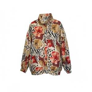 August Max Woman Floral Silk Blend Bomber Jacket 2XL Grannycore
